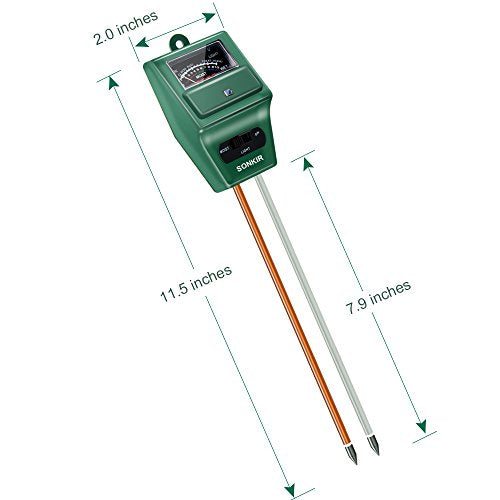 Soil pH Meter, MS02 3-in-1 Soil Moisture/Light/pH Tester Gardening Tool Kits for Plant Care, Great for Garden, Lawn, Farm, Indoor & Outdoor Use (Green)