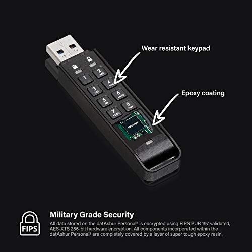 iStorage datAshur Personal2 32 GB | Secure Flash Drive | Password Protected | Portable | Military Grade Hardware Encryption