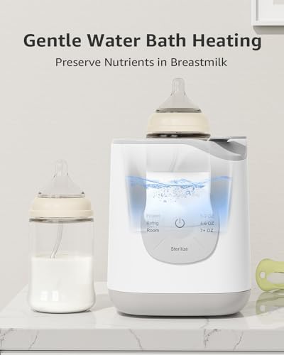 Bottle Warmer, GROWNSY Baby Bottle Warmer Fast for Breastmilk & Formula, Accurate Temperature Control, Milk Warmer for All Bottles with Thaw, Sterilizing, Keep Warm, Heat Food