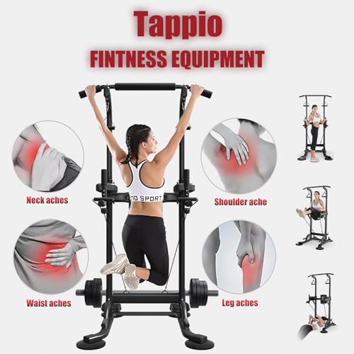 Power Tower Pull Up Bar for Home Gym, Multi-Function Pull Up Bar Stand Dip Bar Station, Adjustable Height Workout Dip Station Strength Training Fitness Equipment