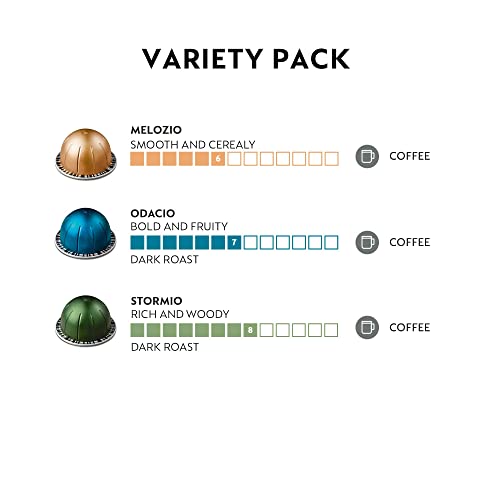 Nespresso Capsules VertuoLine, Best Seller Variety Pack, Medium and Dark Roast Coffee, 30 Count Coffee Pods, Brews 7.8 oz