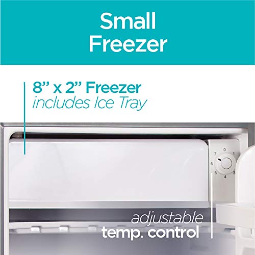 BLACK+DECKER BCRK25V Compact Refrigerator Energy Star Single Door Mini Fridge with Freezer, Cubic Feet, VCM, 2.5 cu.ft, Brushed Metal Finish,Grey