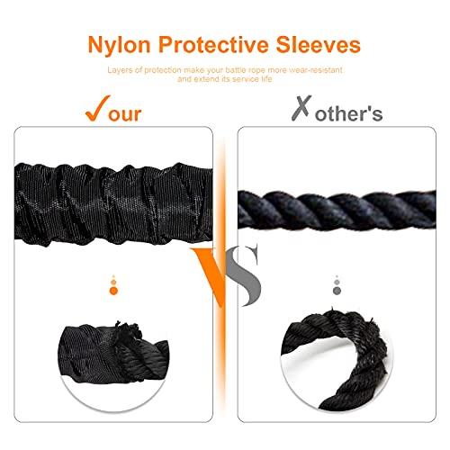 Jump Rope Battle Rope Exercise Rope 1.5inch,Heavy Exercise Rope Weighted Jump Rope 40ft, Battle Rope 40ft,Training Heavy Rope for Workout Exercise