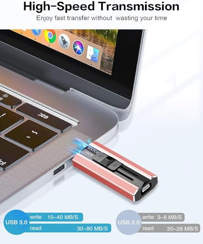 USB3.0 Flash Drive 256GB Phone Memory Stick Storage for Photos and Videos, External Memory Storage Flash Drive Compatible with iPhone iPad Android and Computers (Pink)