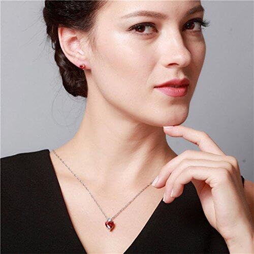 Wome'S Elegant Necklace +Earrings Lady Jewellery Crystal Pendant For Girls Decoration Red Stable Attractive