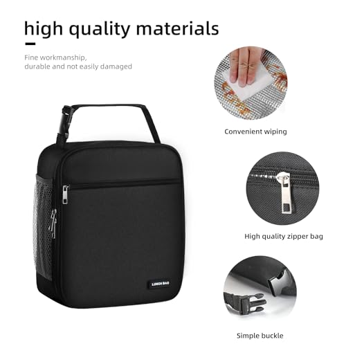 Lunch box Lunch bag for men women Large capacity Lunchbox Reusable Lunch bags Insulated Lunch bag Lunch box cooler (Black)