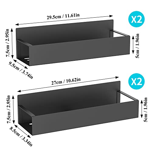 4 Pack Magnetic Spice Storage Rack Organizer for Refrigerator and Oven, Matt Black Fridge Organizers and Storage