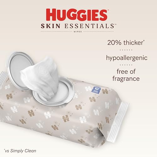 Huggies Skin Essentials Baby Wipes, Hypoallergenic, 99% Water, 6 Flip Top Packs (336 Wipes Total)