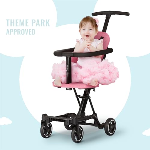 Lightweight and Compact Coast Rider Stroller with One Hand Easy Fold, Adjustable Handles and Soft Ride Wheels, Pink, 365-PINK