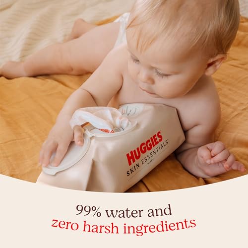 Huggies Skin Essentials Baby Wipes, Hypoallergenic, 99% Water, 6 Flip Top Packs (336 Wipes Total)
