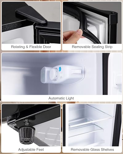 3.5 Cu. Ft. Capacity Double-door Compact Fridge with Freezer and 7-Level Thermostat, Compact Convenience and Energy Savings, Ideal for Apartments, Dorms, Home Offices and Bars, Black Color