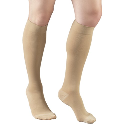Truform Surgical Stockings, 18 mmHg Compression for Men and Women, Knee High Length, Closed Toe, Beige, X-Large