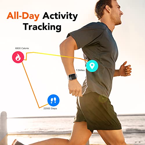 AGPTEK Smart Watch, 1.69"(43mm) Smartwatch for Android and iOS Phones IP68 Waterproof Fitness Tracker Watch Heart Rate Monitor Pedometer Sleep Monitor for Men Women