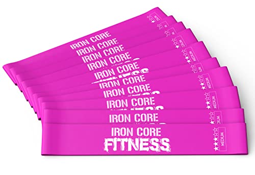Mini Resistance Bands Sets for Trainers, Bootcamp, Gym for Men and Women in Fun Colors - Ebook, Videos and Workout Chart Included by Iron Core Fitness