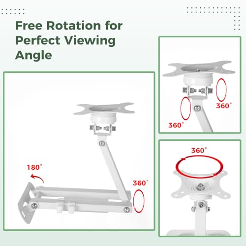 Full Motion Wall Mount for Echo Show 15, Monitor Wall Mounting Bracket for 15-28 Inch Monitors TVs, Swivel and Tilt 360 Rotate Wall Mount for Alexa Echo Show 15, Adjustable and Extendable
