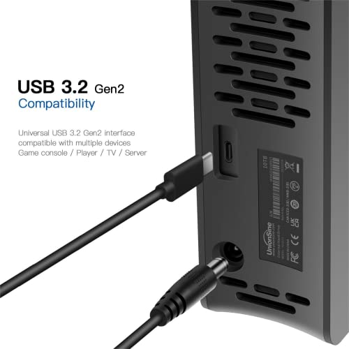UnionSine 10TB 3.5" External Hard Drive USB3.2Gen2 Type-C HDD Storage Compatible for PC, Desktop, Laptop,TV(Black) HD3510