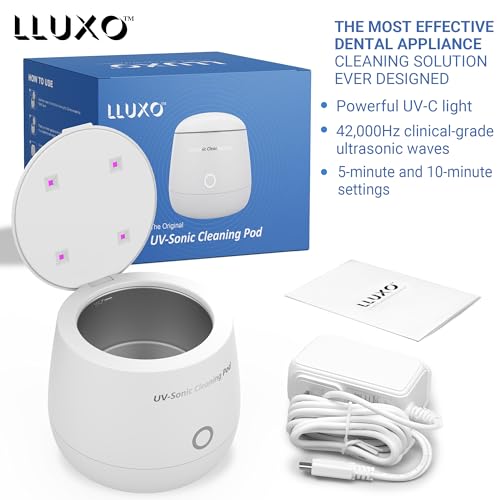 LLUXO's Ultrasonic and UV Cleaning Machine for Aligners, Dentures, Retainers, Trays, Mouth Guards, and all dental appliances; Jewelry, Diamonds, Watches, Coins and more