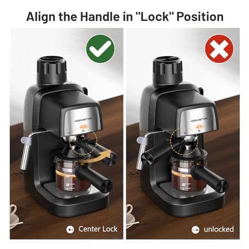 Coffee Machine, 3.5 Bar Espresso Cappuccino Machine, 800W with Milk Frother - 4 Cup Portable Coffee Maker for Latte, Cappuccino, Gift for Coffee Lover