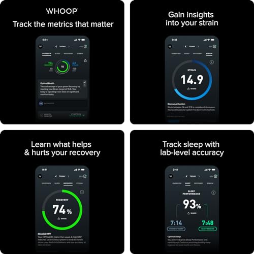 WHOOP 4.0 with 12 Month Subscription – Wearable Health, Fitness & Activity Tracker – Continuous Monitoring, Performance Optimization, Heart Rate Tracking – Improve Sleep, Strain, Recovery, Wellness
