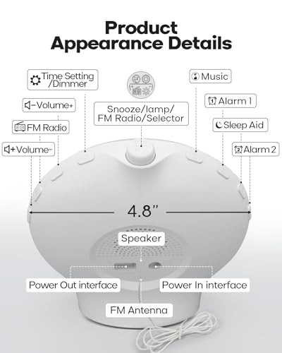Sunrise Alarm Clock for Heavy Sleepers, Wake Up Light with Sunrise/Sunset Simulation, Dual Alarms & Natural Sounds, Snooze & Sleep Aid, FM Radio, 7 Colors Night Light for Bedroom, Ideal for Gift
