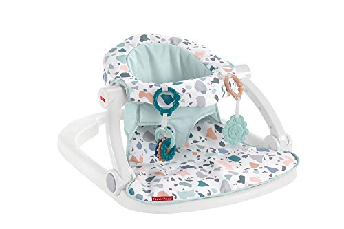 Fisher-Price Portable Baby Chair Sit-Me-Up Floor Seat With Developmental Toys & Machine Washable Seat Pad, Pacific Pebble
