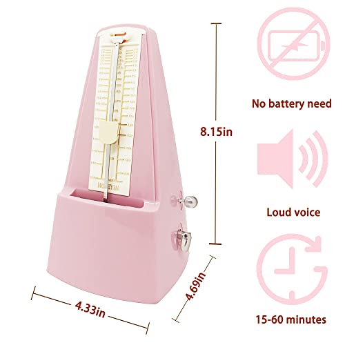 Mechanical Metronome, Universal Metronome for Piano, Guitar, Violin, and Other Instruments (Standard, Pink)