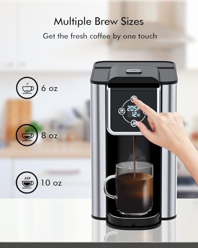 SIFENE 3-in-1 Single Serve Coffee Maker for K-pods, Ground Coffee, and Loose Leaf Tea, Custom Temperature and Strength Control, Quick Brew with Large 50 oz Reservoir