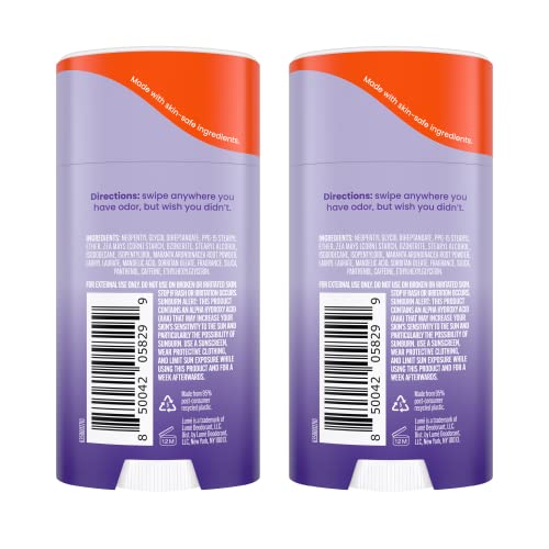 Lume Whole Body Deodorant - Smooth Solid Stick - 72 Hour Odor Control - Aluminum Free, Baking Soda Free and Skin Safe - 2.6 Ounce (Pack of 2) (Soft Powder)
