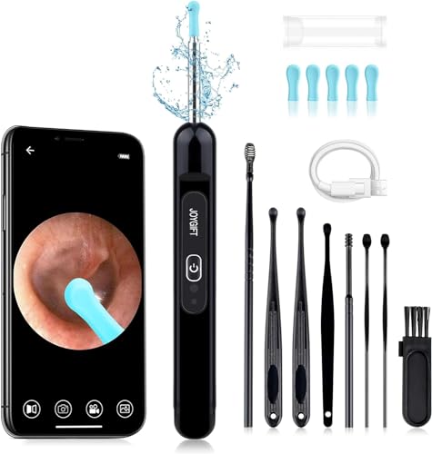 Ear Wax Removal Camera,Newly Upgraded 1080P Earpick,with IP67 Waterproof Lens,6 LED Lights,8Pcs Ear Care Kit for Daily Use,Wireless Visual Ear Scoop Tool for Android and iPhone Tablets,Black