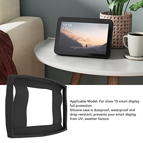 Silicone Case Cover Made for All New Alexa Echo Show 15 Smart Display, Echo Show 15 Protective Cover, Easy Installation-Jet Black(Black)