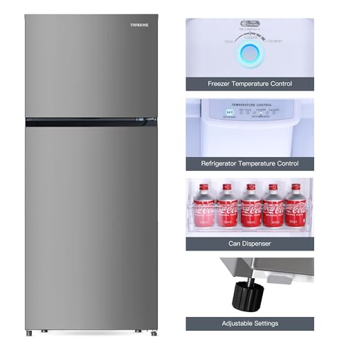 30“ Top Freezer Refrigerator with 17.6 Cu. Ft.Capacity, Adjustable Thermostat Control, Full Size Freestanding Frost Free Fridge for Garage/Office/Home/Apartment, Stainless Steels Grey