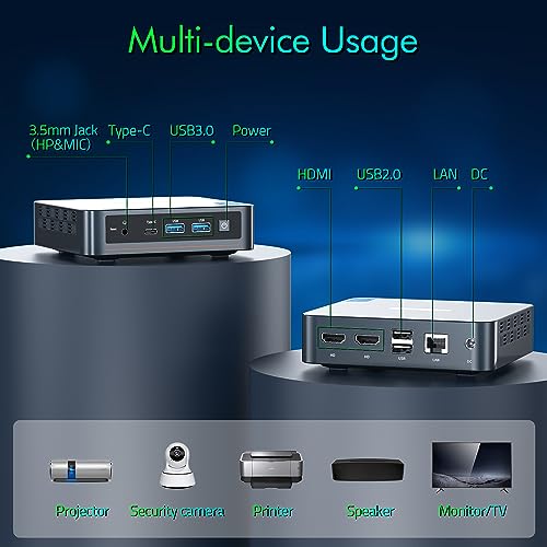 WI-6 Mini PC, Intel 12th Gen N100 Mini Computer,16GB DDR4 RAM 512GB SSD,Triple 4K Display/2*USB3.0/WiFi/Bluetooth/Full Function Type-C/Gigabit Ethernet/Support 64GB RAM and 2TB SSD Extensions