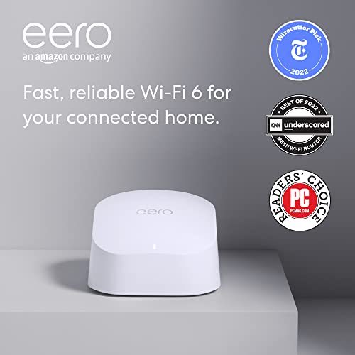 Amazon eero high-speed wifi 6 router and booster | Supports speeds up to 900 Mbps | Works with Alexa, built-in Zigbee smart home hub | Coverage up to 1,500 sq. ft. | Advanced security