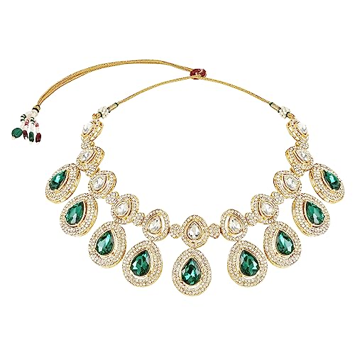 I Jewels Indian Wedding Bollywood Gold Plated Traditional Kundan & Stone Choker Necklace Jewellery With Earrings Set for Women/Girls