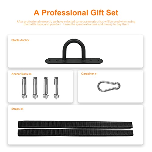 Jump Rope Battle Rope Exercise Rope 1.5inch,Heavy Exercise Rope Weighted Jump Rope 40ft, Battle Rope 40ft,Training Heavy Rope for Workout Exercise