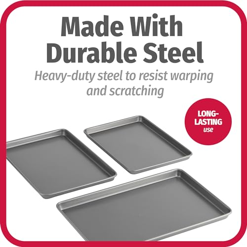 Goodcook Nonstick Steel 3-Piece Cookie Sheet Set