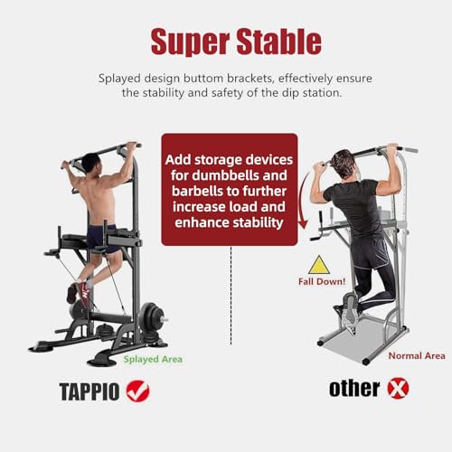 Power Tower Pull Up Bar for Home Gym, Multi-Function Pull Up Bar Stand Dip Bar Station, Adjustable Height Workout Dip Station Strength Training Fitness Equipment