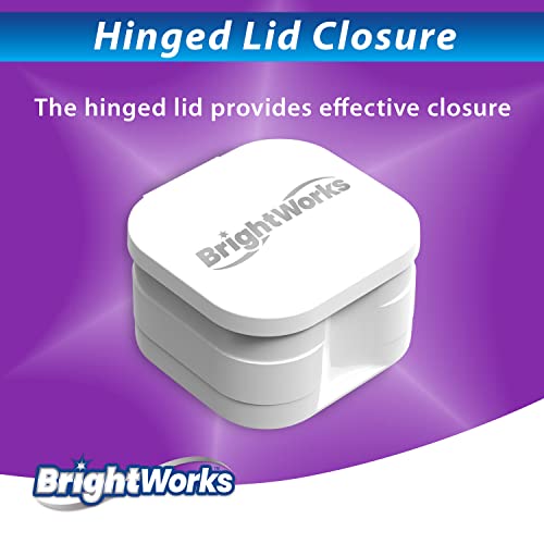 BrightWorks Dental Bath Cleaner Cup Case (3 Pack) for Dentures, Aligners, Retainers, Night Guards, Mouth Guards, Dental Guards, and Dental Appliances. Includes Rinsing Basket, Easy to Use.