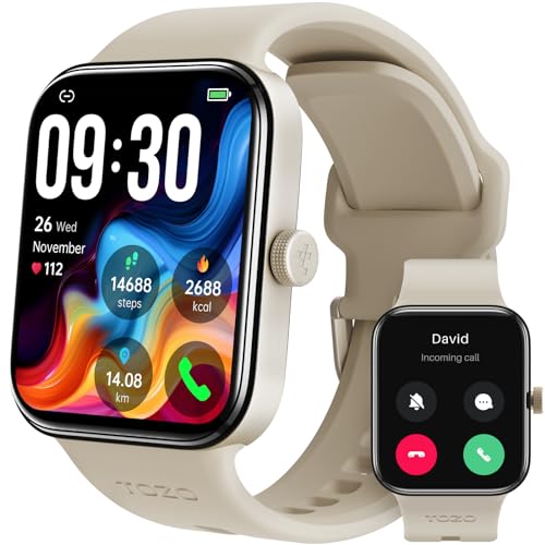 TOZO S4 AcuFit One Smart Watch 1.78" AMOLED Ultra-Clear Screen for Men Women, Call/Answer Fitness Tracker, Heart Rate Sleep Blood Oxygen Monitor IP68 Waterproof for iOS 11.0+ Android 9.0+ Gold