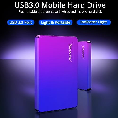 Somnambulist 1TB Portable External Hard Drive USB3.0 Ultra Slim HDD Storage Compatible for PC, Desktop, Laptop, Game Console, PS4 （Blue Purple Gradient） YD0002 1TB External HDD