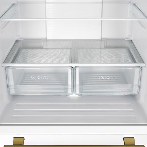 Forno 36'' Espresso Gallipoli French Door Stainless Steel Refrigerator - 17.5 Cu.ft Kitchen Fridge with LED Display and Ice Maker - Frost-free Swing Double Door Fridge with Inverter Compressor, White