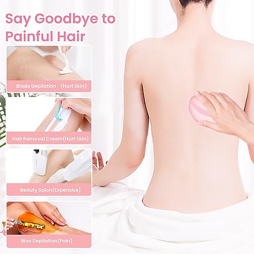 Crystal Hair Eraser, Reusable Hair Removal Pattern Design Painless Exfoliation Hair Removal Device, Portable Magic Hair Eraser for Back Arms Legs, Women and Men (Bright Blue)