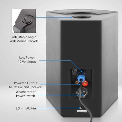 Pyle Pair of Wall Mount Bluetooth Water Resistant 6.5'' Indoor/Outdoor Speaker System, Marine Grade IP44 Rating, Bass Boost, Waterproof, Loud Volume and Enhanced Bass. (Pair, Black)