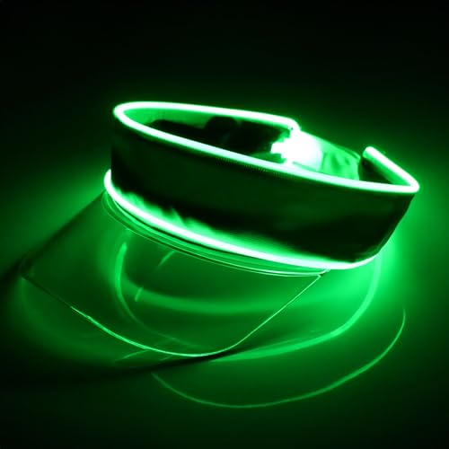 LED Neon Visor Hat Sport Cap - Rechargebale Light Up Rave Hat Festival Accessory Adjustable Retro Sun Visor for Women and Men