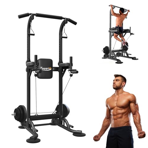 Power Tower Pull Up Bar for Home Gym, Multi-Function Pull Up Bar Stand Dip Bar Station, Adjustable Height Workout Dip Station Strength Training Fitness Equipment
