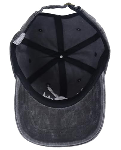 Guitar Heartbeat Hats for Guitarist Musician, Adjustable Embroidered Vintage Cotton Baseball Caps for Men Women