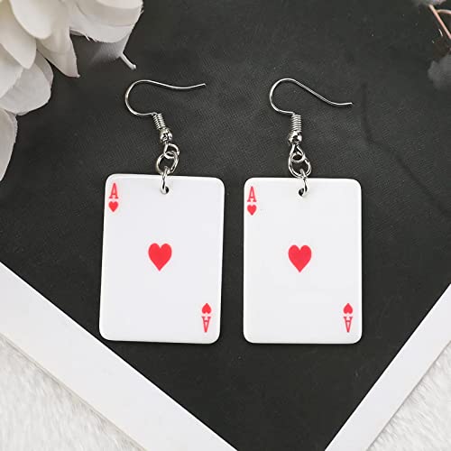 Playing Card Earrings Poker Drop Earrings Charms Fashion Leisure Casino Games Style Hip Hop Jewellery Earring for Women Girls Party 1Pair
