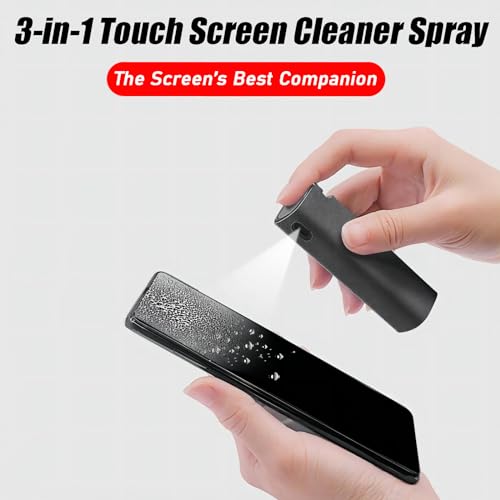 3-in-1 Touch Screen Cleaner Spray - Portable & Reusable Anti-Fingerprint Cleaning Solution for Mobile/Laptop/TV/Car Screens - Set of 3 Bottles (Grey, Blue & Pink)