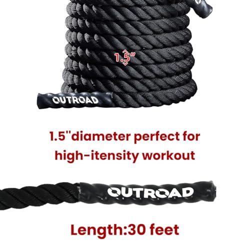 1.5" Diameter 30ft Battle Rope Battle Ropes for Exercise Workout Rope Exercise Rope Battle Ropes for Home Gym Heavy Ropes for Exercise Training Ropes for Working Out