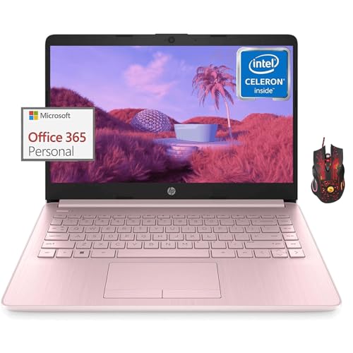 HP Stream 14-inch Laptop for Student and Business - Intel Quad-Core Processor, 8GB RAM, 64GB eMMC, 1-Year Office 365, 12H Long Battery Life, HD Webcam, Wi-Fi, Win 11 H in S Mode with Mouse